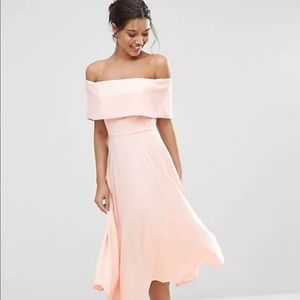 ASOS Soft Off The Shoulder Bardot Midi Prom Dress